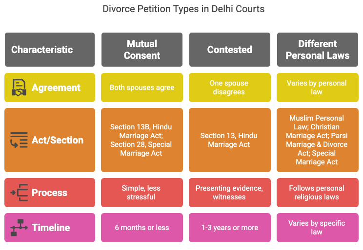 Types of Divorce Petitions Handled in Delhi Courts - visual selection